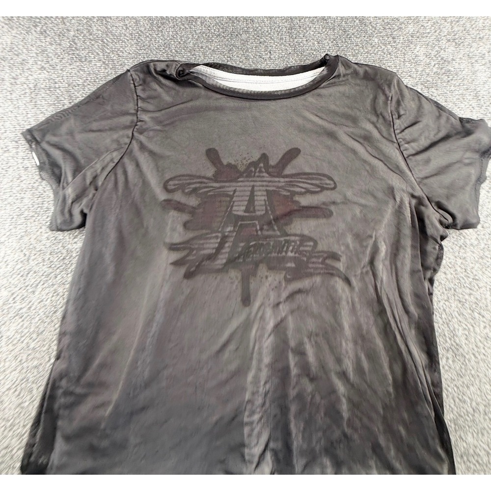 Aerosmith Mesh Overlay Graphic T-Shirt Black Grey XL 2017 Band Tee Rock Edgy